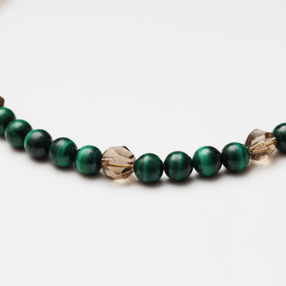 Jade Whisper Malachite & Smoky Quartz Necklace