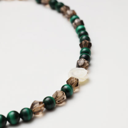 Jade Whisper Malachite & Smoky Quartz Necklace