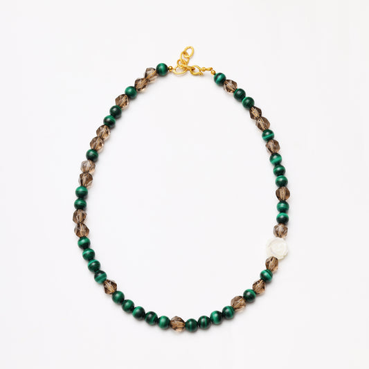 Jade Whisper Malachite & Smoky Quartz Necklace