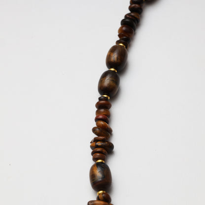 Tiger's Eye Barrel & Freeform with Red Flower Agate Freeform Necklace