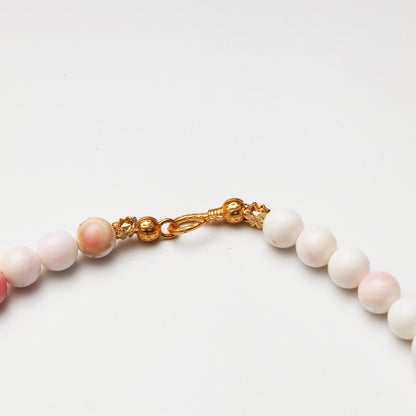 Pink Mother-of-Pearl Round Bead with Baroque Pearl Decor Necklace