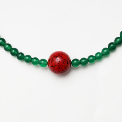 Green Agate, Cinnabar and Red Agate Ingot Necklace