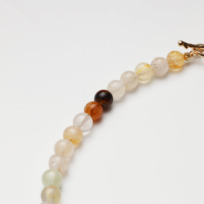 Yellow Flower Agate Round Bead, Lapis Lazuli Cube Barrel Bead & Red Agate Ingot Necklace