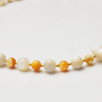 Yellow Pearl Shell Bear Pendant Necklace