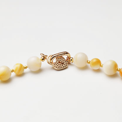 Yellow Pearl Shell Bear Pendant Necklace