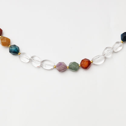Clear Quartz Freeform with Mixed Diamond Shaped Crystal Necklace