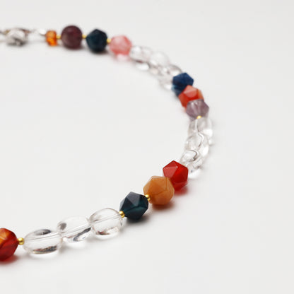 Clear Quartz Freeform with Mixed Diamond Shaped Crystal Necklace