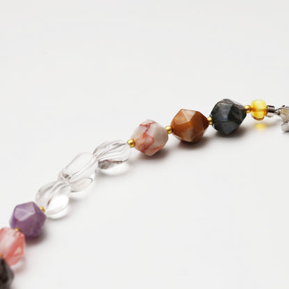 Clear Quartz Freeform with Mixed Diamond Shaped Crystal Necklace
