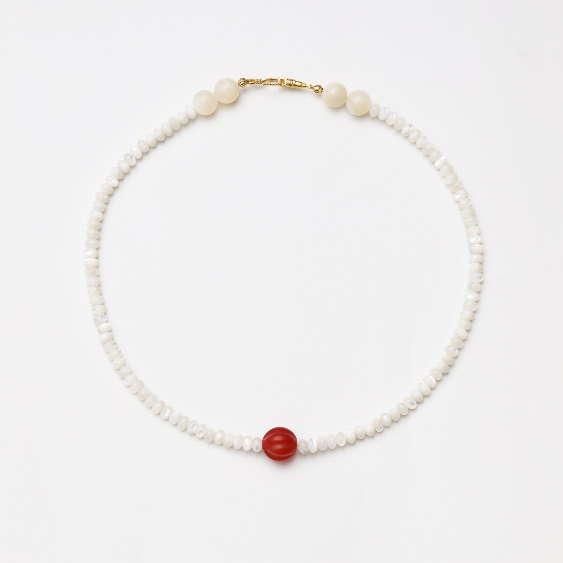Mother-of-Pearl Abacus Bead Agate Necklace
