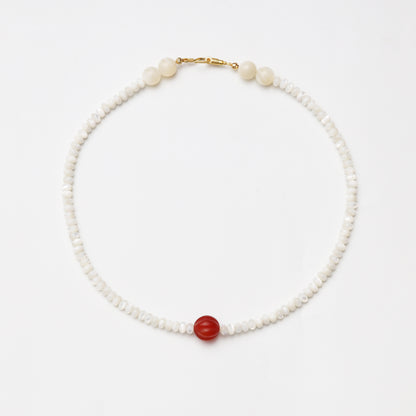 Mother-of-Pearl Abacus Bead Agate Necklace