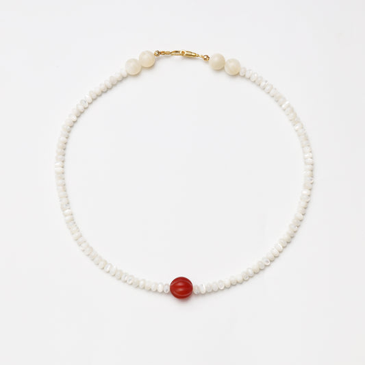 Mother-of-Pearl Abacus Bead Agate Necklace