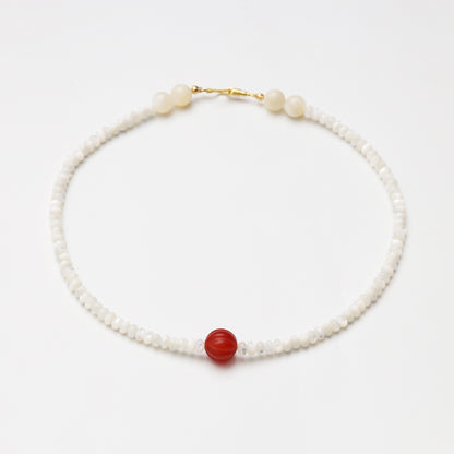 Mother-of-Pearl Abacus Bead Agate Necklace