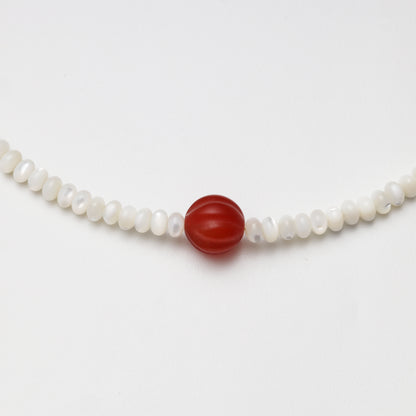 Mother-of-Pearl Abacus Bead Agate Necklace