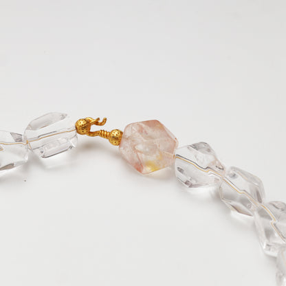 Clear Quartz Freeform, Red Flower Agate Freeform, Lapis Lazuli & Red Agate Necklace