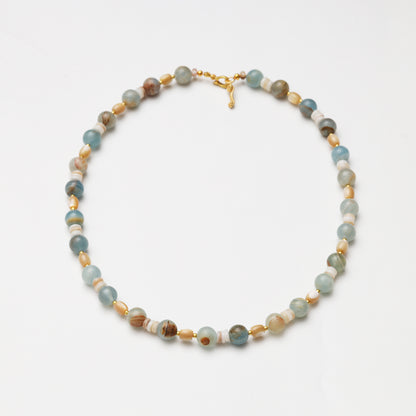 Blue Calcite & Mother-of-Pearl Necklace