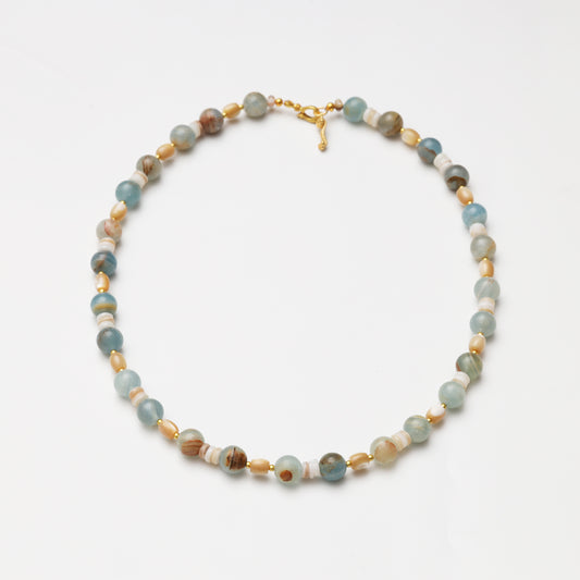 Blue Calcite & Mother-of-Pearl Necklace
