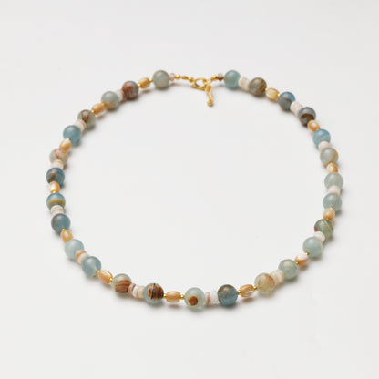 Blue Calcite & Mother-of-Pearl Necklace