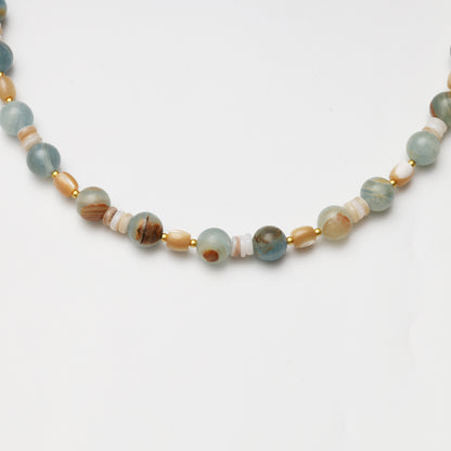 Blue Calcite & Mother-of-Pearl Necklace