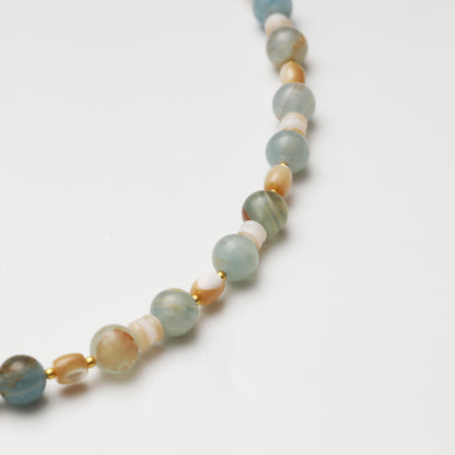 Blue Calcite & Mother-of-Pearl Necklace