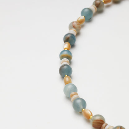 Blue Calcite & Mother-of-Pearl Necklace