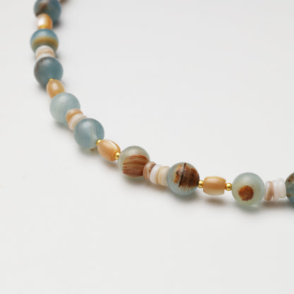Blue Calcite & Mother-of-Pearl Necklace