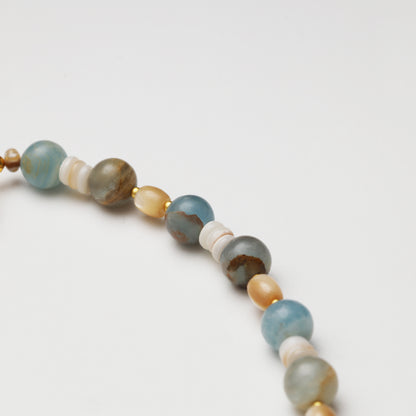 Blue Calcite & Mother-of-Pearl Necklace