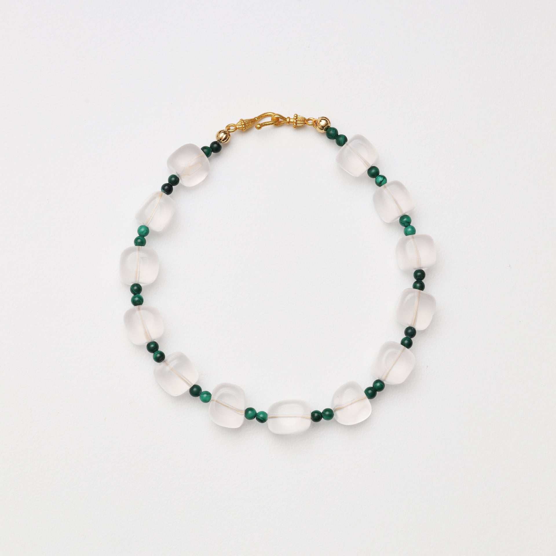 Clear Quartz Cube & Malachite Bracelet