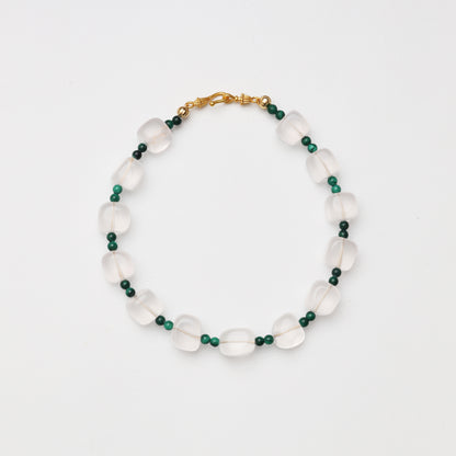 Clear Quartz Cube & Malachite Bracelet