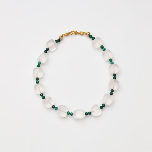Clear Quartz Cube & Malachite Bracelet
