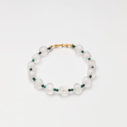 Clear Quartz Cube & Malachite Bracelet
