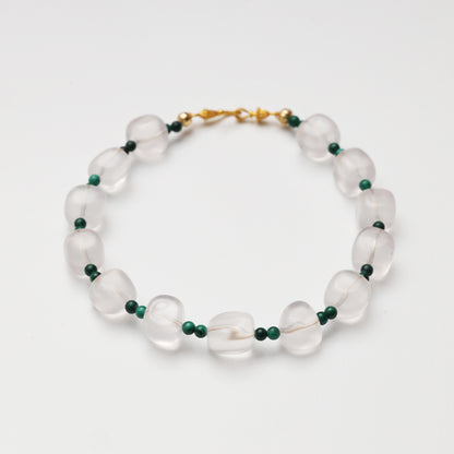 Clear Quartz Cube & Malachite Bracelet