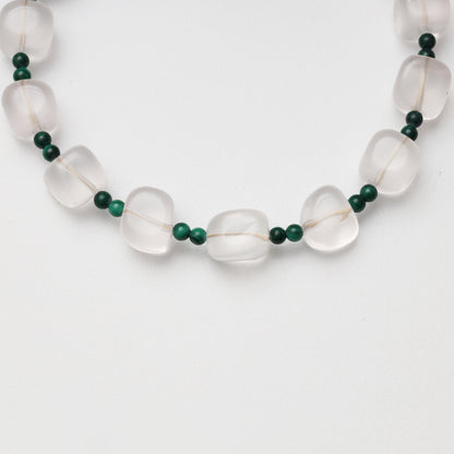 Clear Quartz Cube & Malachite Bracelet