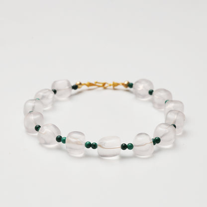 Clear Quartz Cube & Malachite Bracelet