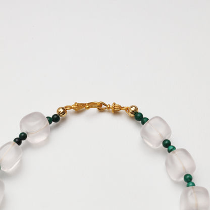 Clear Quartz Cube & Malachite Bracelet
