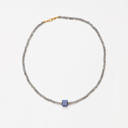 Grey Moonstone & Lapis Lazuli Necklace
