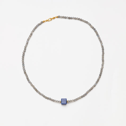 Grey Moonstone & Lapis Lazuli Necklace