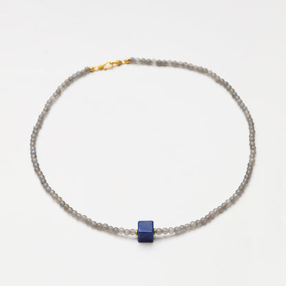 Grey Moonstone & Lapis Lazuli Necklace