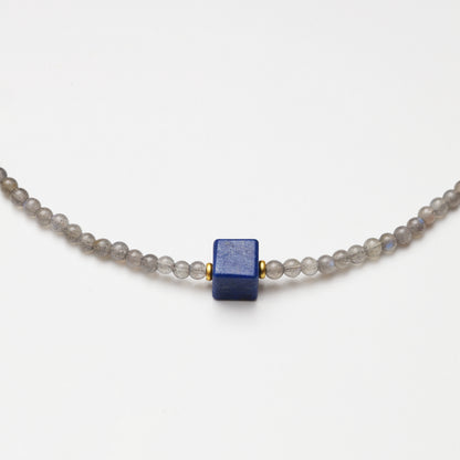 Grey Moonstone & Lapis Lazuli Necklace