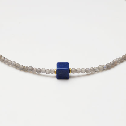 Grey Moonstone & Lapis Lazuli Necklace