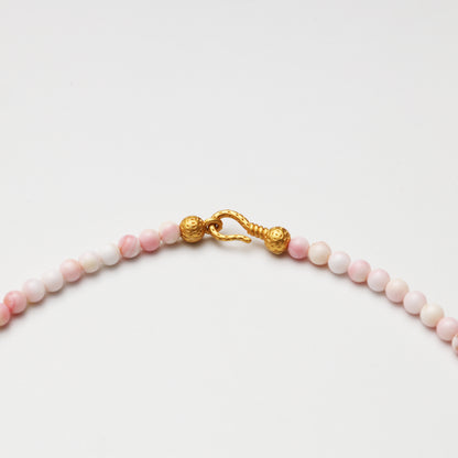 Pink Mother-of-Pearl, Red Agate & White Shell Ruyi Lock Necklace