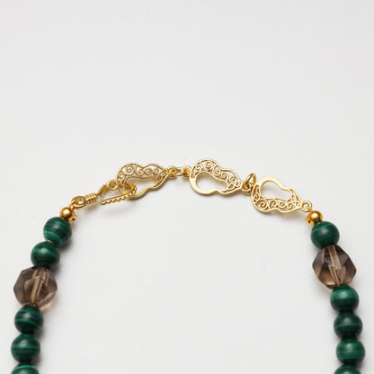 Green Phantom Quartz, Citrine & Mother-of-Pearl Barrel Bead Bracelet