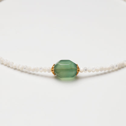 Mother-of-Pearl Abacus Bead & Fluorite Necklace