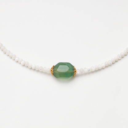 Mother-of-Pearl Abacus Bead & Fluorite Necklace