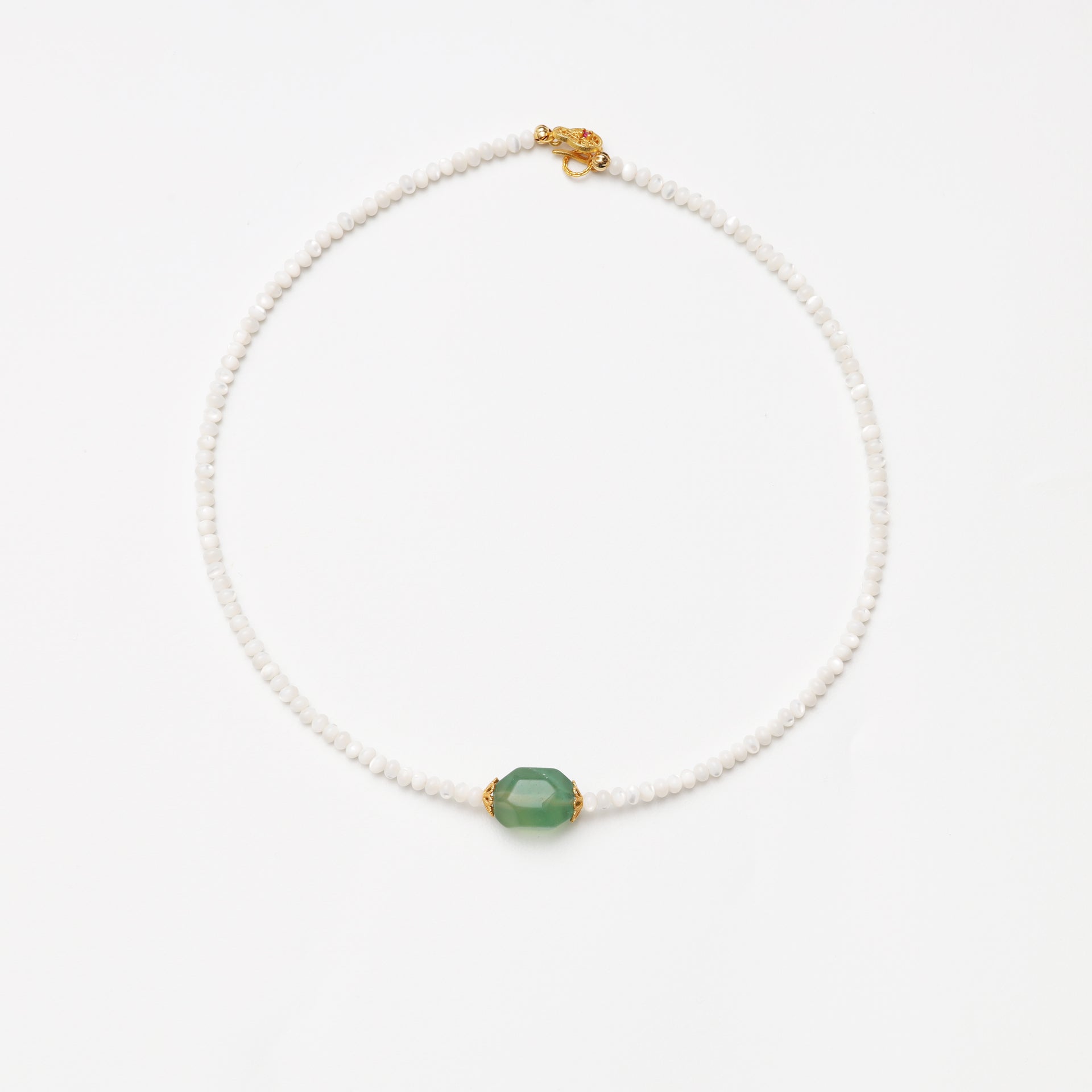 Mother-of-Pearl Abacus Bead & Fluorite Necklace