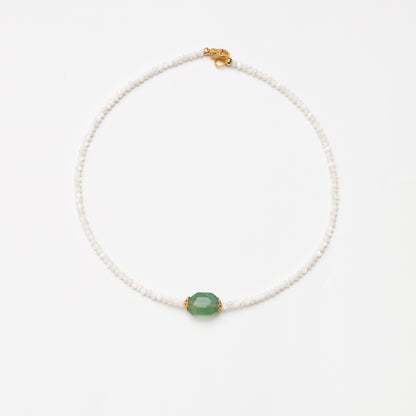 Mother-of-Pearl Abacus Bead & Fluorite Necklace