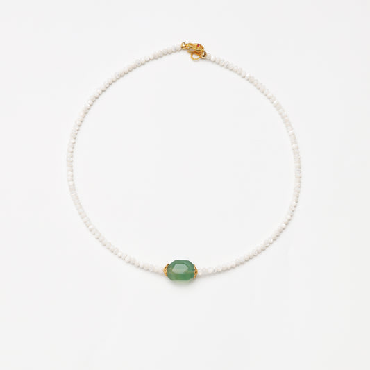 Mother-of-Pearl Abacus Bead & Fluorite Necklace
