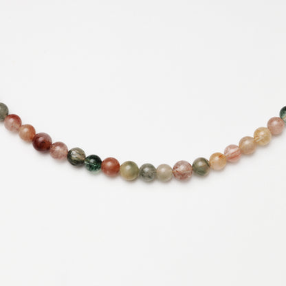 Multicolored Rutilated Quartz Round Bead, Clear Quartz Barrel Bead & Lapis Lazuli Necklace