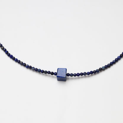 Faceted Lapis Lazuli Bead with Lapis Lazuli Accessories Necklace