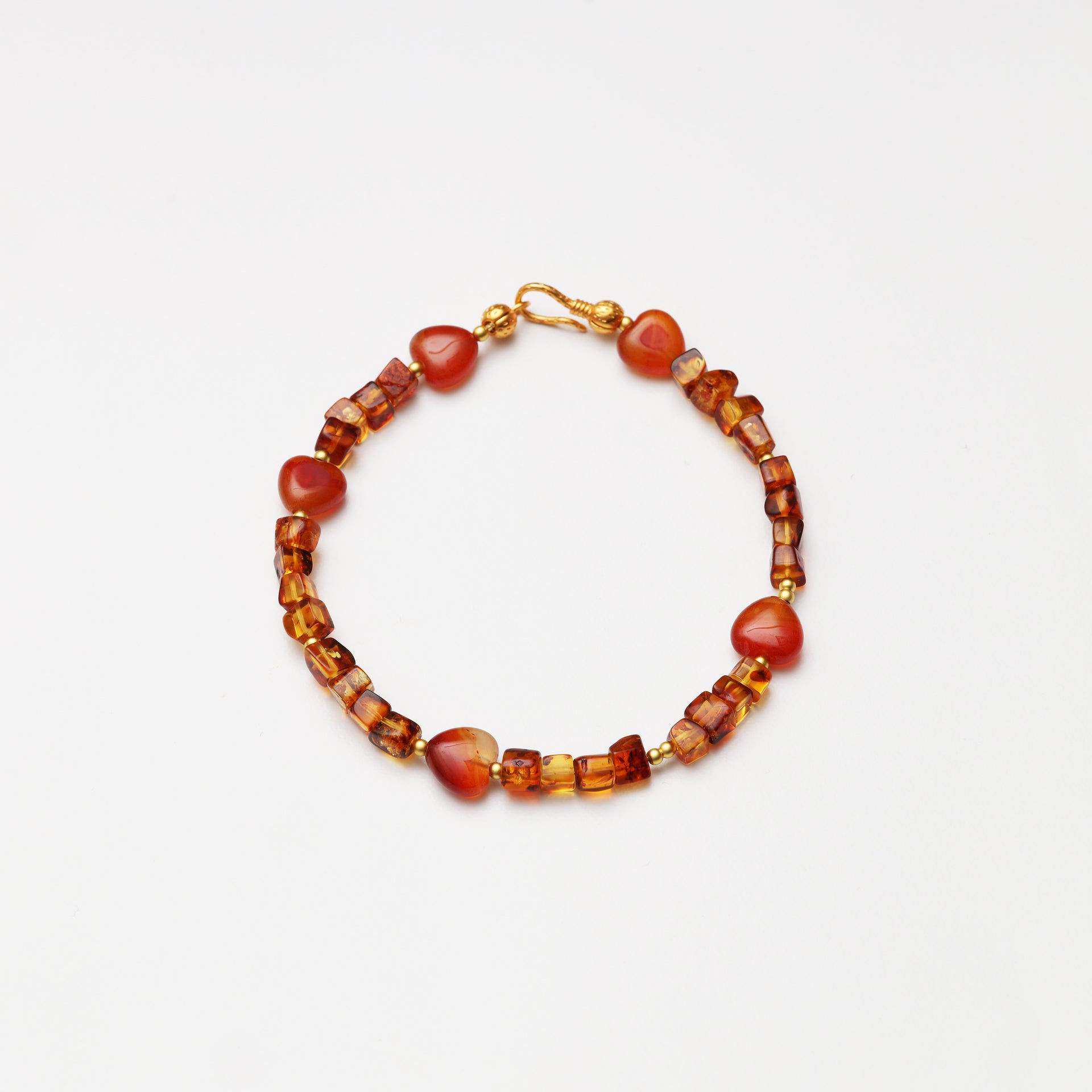Heart-shaped Agate & Amber Bracelet