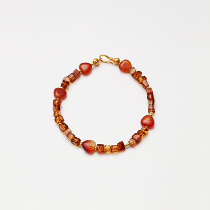 Heart-shaped Agate & Amber Bracelet